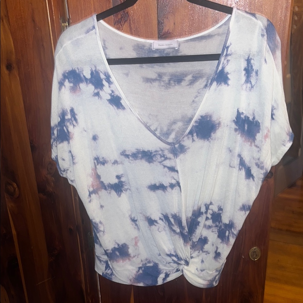 Tie-Dye V-Neck Women Top